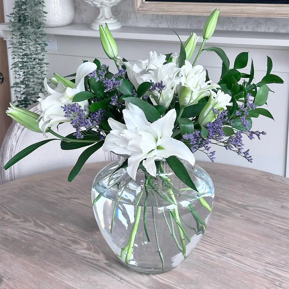 Big White Double Lily Decorative Bouquet - Premium Farm Fresh Flowers - Decor, plants