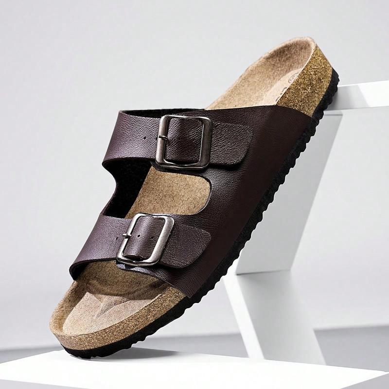 Product Introduction of Men's Fashionable Soft Cork Sole Slip-On Mules Slippers With Comfortable Insole, Summer Outdoor Beach Walking Sandals, Unisex Couples Shoes Footwear Boy Leather Nail Weight Bedroom Dance Multicolor 10