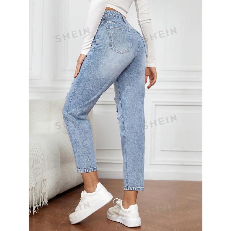 EZwear Ripped Mom Fit Jeans 2