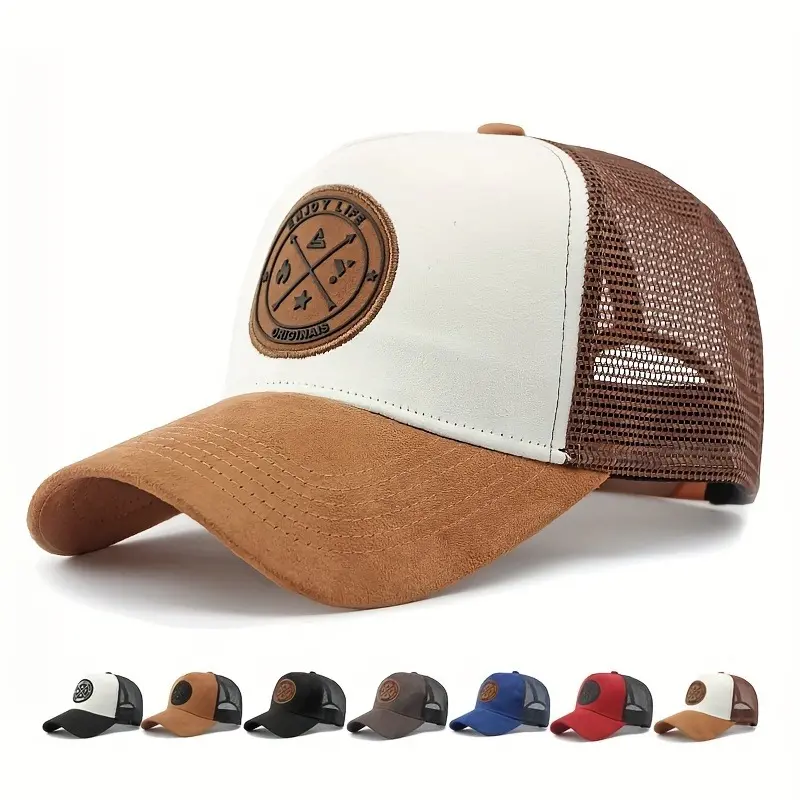 1pc Elegant Men'S Fashion Baseball Cap, 100% Polyester Hard Top Mesh Breathable Outdoor Sun Protection Hat, Korean Style Duckbill Cap with PVC Coating