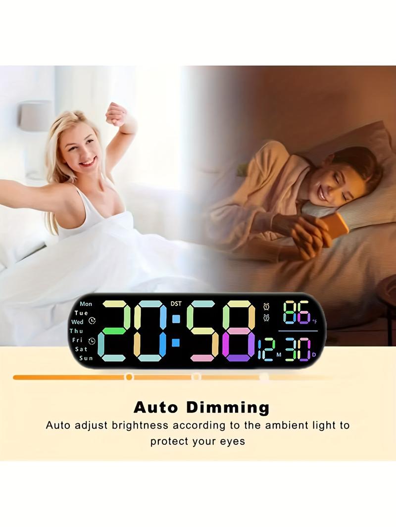 Product Introduction of RAZZAQ MART SHOP Large Digital Wall Clock with Remote Control, Dual Alarm, DST, 10-Level Brightness, LED Night Light, USB Powered, Cordless or Plug-In Use, Ideal for Bedrooms, Living Rooms, or Offices (Batteries Not Included) 21