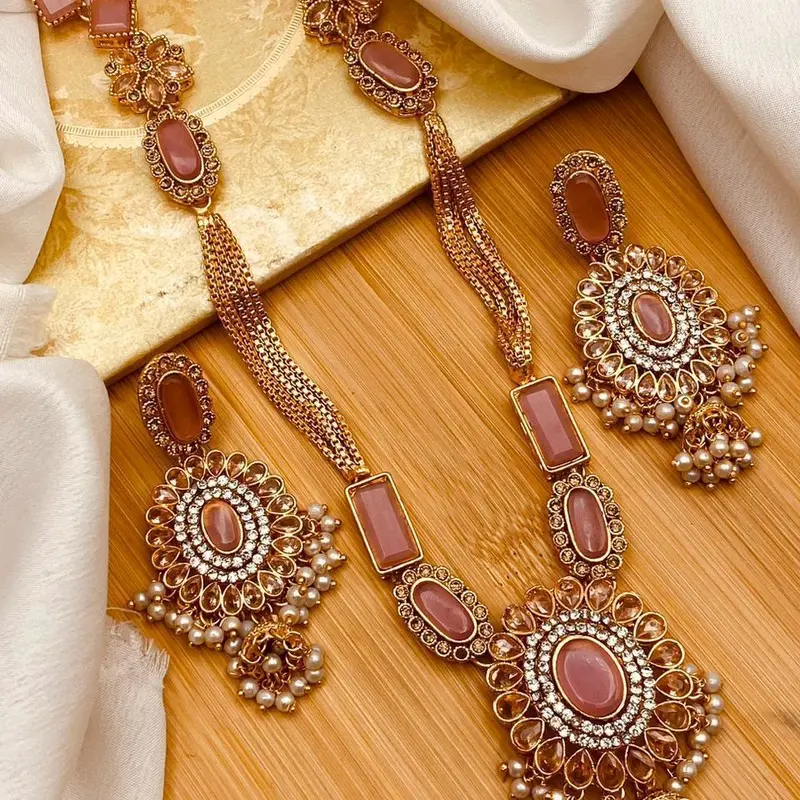 EVA Chain Style Egyptian Mala Set with Small Jhumki Earring for Women 7