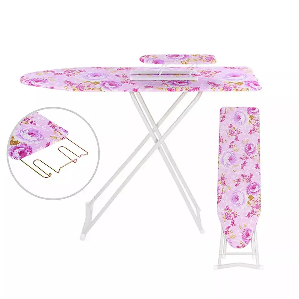 LARGE STRONG FOLDING IRON BOARD IRONING ADJUSTABLE HEIGHT LIGHT WEIGHT Wood Flower Wooden