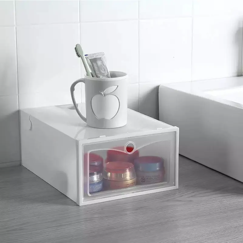 6X Plastic Shoe Storage Boxes Drawer Stackable Foldable Organizer Clear Durable 3