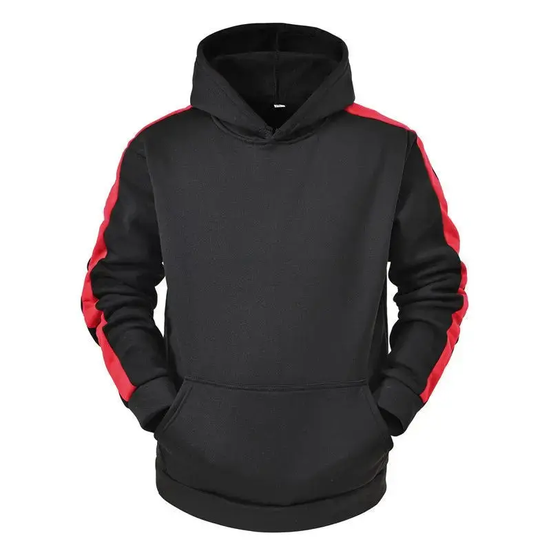 Men Casual Sweater Hooded Stitching Top 2