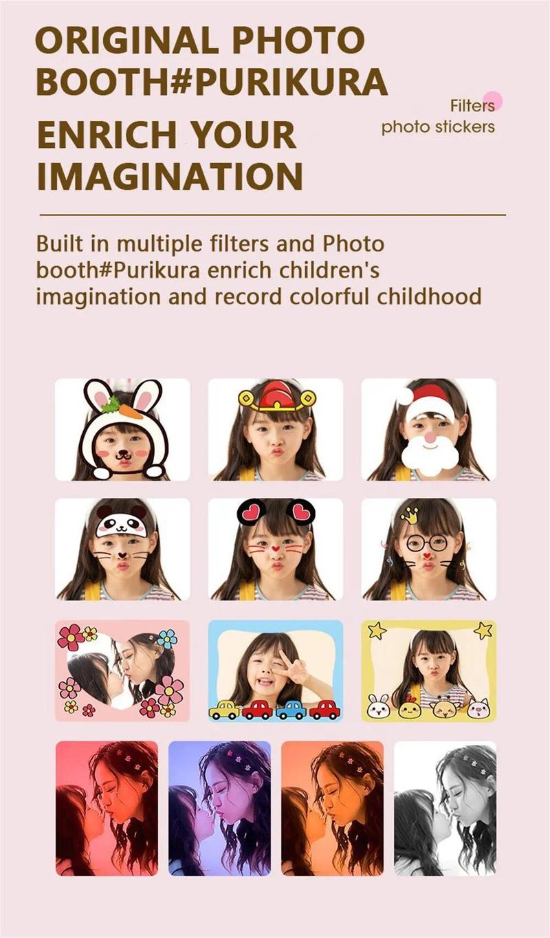 Product Introduction of Children Digital Camera Instant Print for Kids Thermal Print Camera Instant Photo Printing Camera Video Toys+32G Memory Card 42