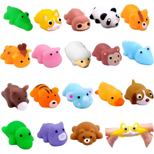 18pcs Mini Jungle Animals Squishy Toys for Stress Relief and Party Bags Fillers