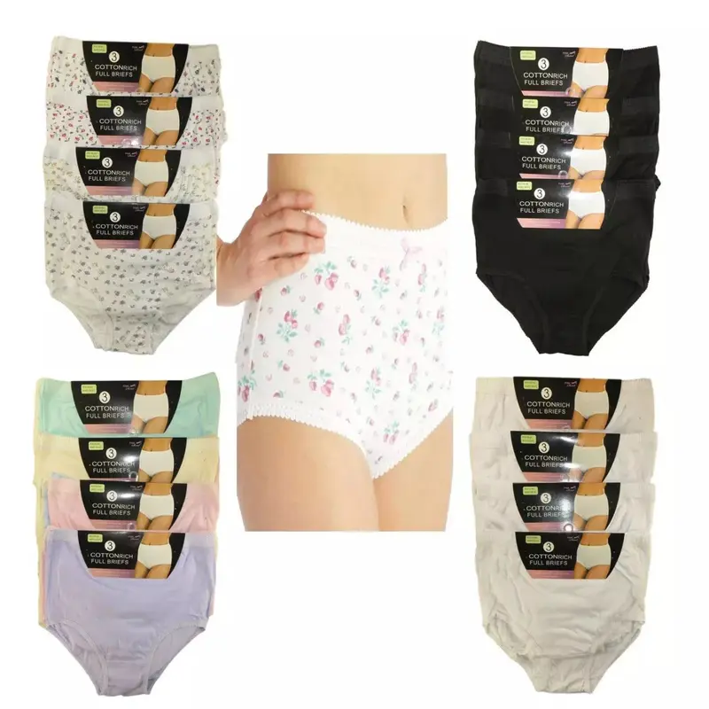 Ladies' Cotton Briefs – Full Comfort Fit Underwear (3, 6, 12 Pack, UK Size 10-24) Breathable Comfortable Fabric Everyday Womenswear Lightweight Basic Black 2
