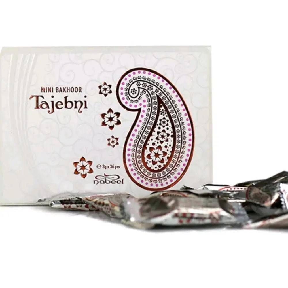 Mini Bakhoor Tajebni 108gm (Box of 36 x 3gm) Incense Bakhoor Fragrance by Nabeel