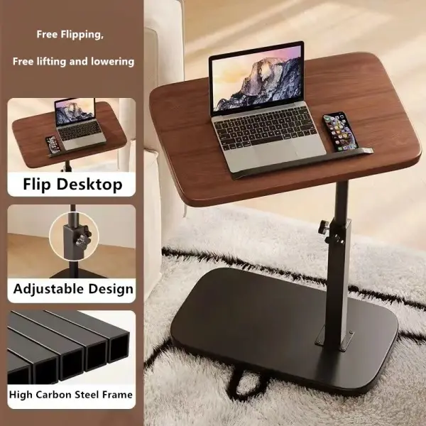 Adjustable Height Tiltable 360° Swivel C-Shaped Side Table, Couch Side End Table Small End Table Bedside Table for Living Room, Bedroom