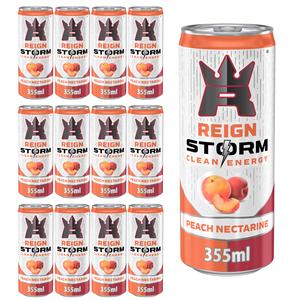 Reign Storm Clean Energy Peach Nectarine 12 x 355ML - Fruity Energy Drink For Sport - New Limited Edition Beverage Natural