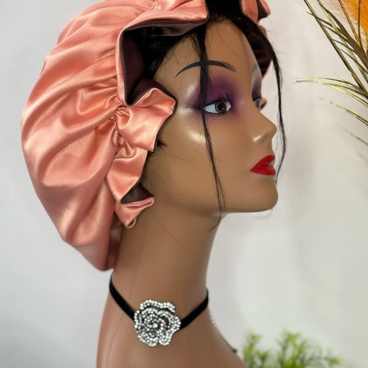 Silk sleep bonnet : Adjustable, Reversible & Double lined for all types of hair