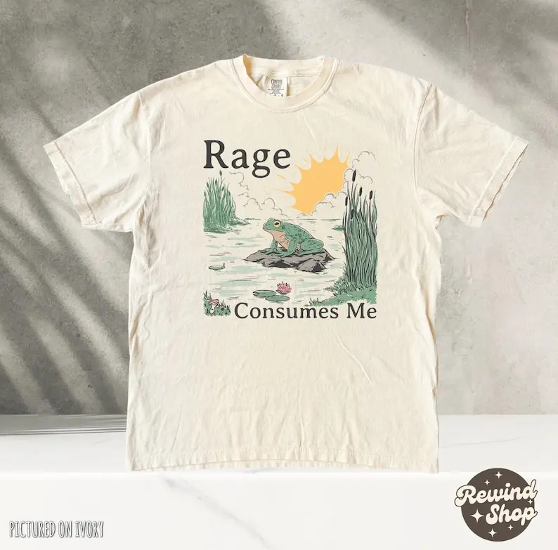 Rage Consumes Me Shirt, Frog Pond TShirt, Meme Frog Shirt, Vintage Style Unisex T-Shirt, Nature Lover Gift, Funny Frog Retro Shirt Casual Classic
