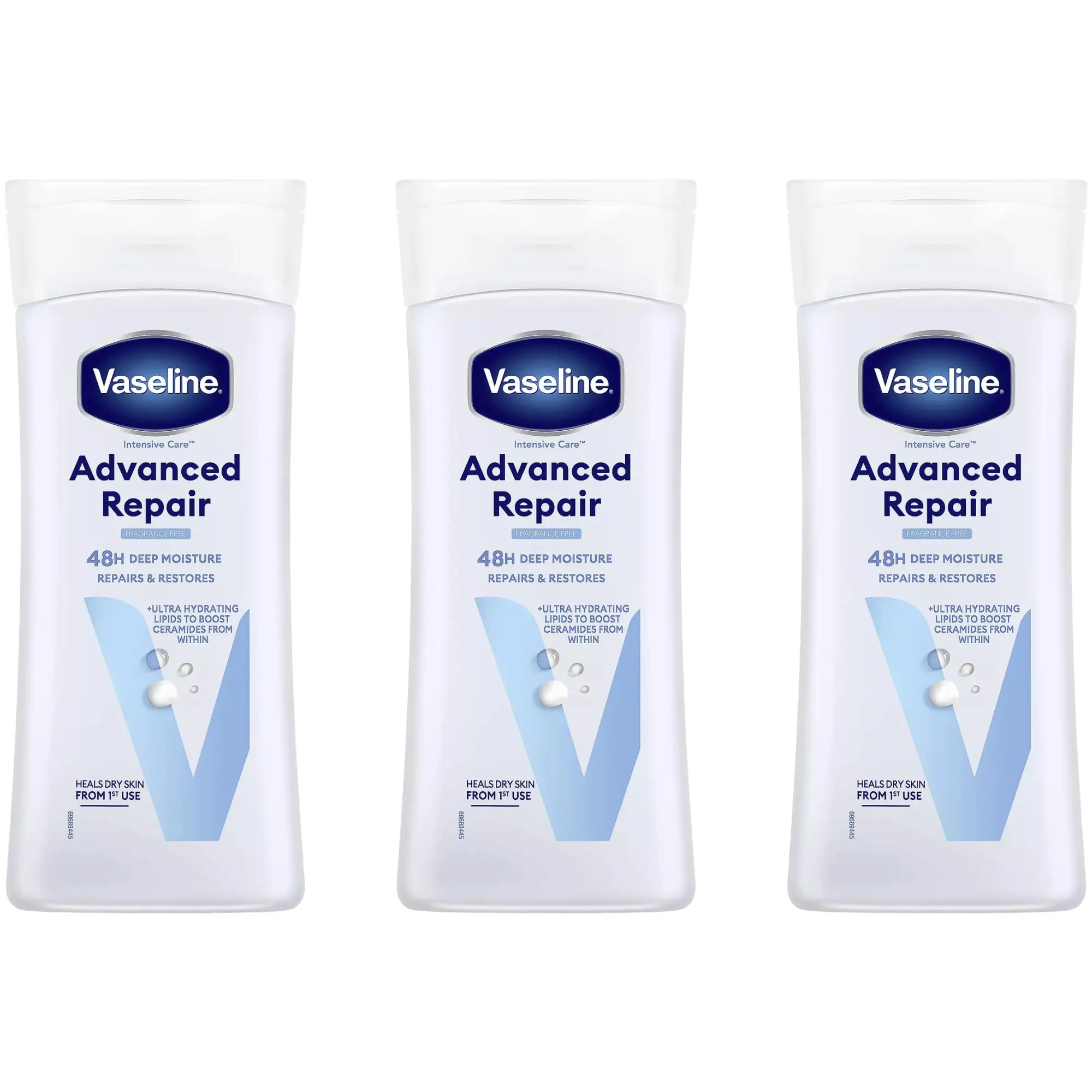 3 x Vaseline Lotion Intensive Care Advanced Repair Body Lotion with Jelly, 200ml - Extra Moisturizing for Very Dry Skin - Body Care, Moisturizer Skin Repair