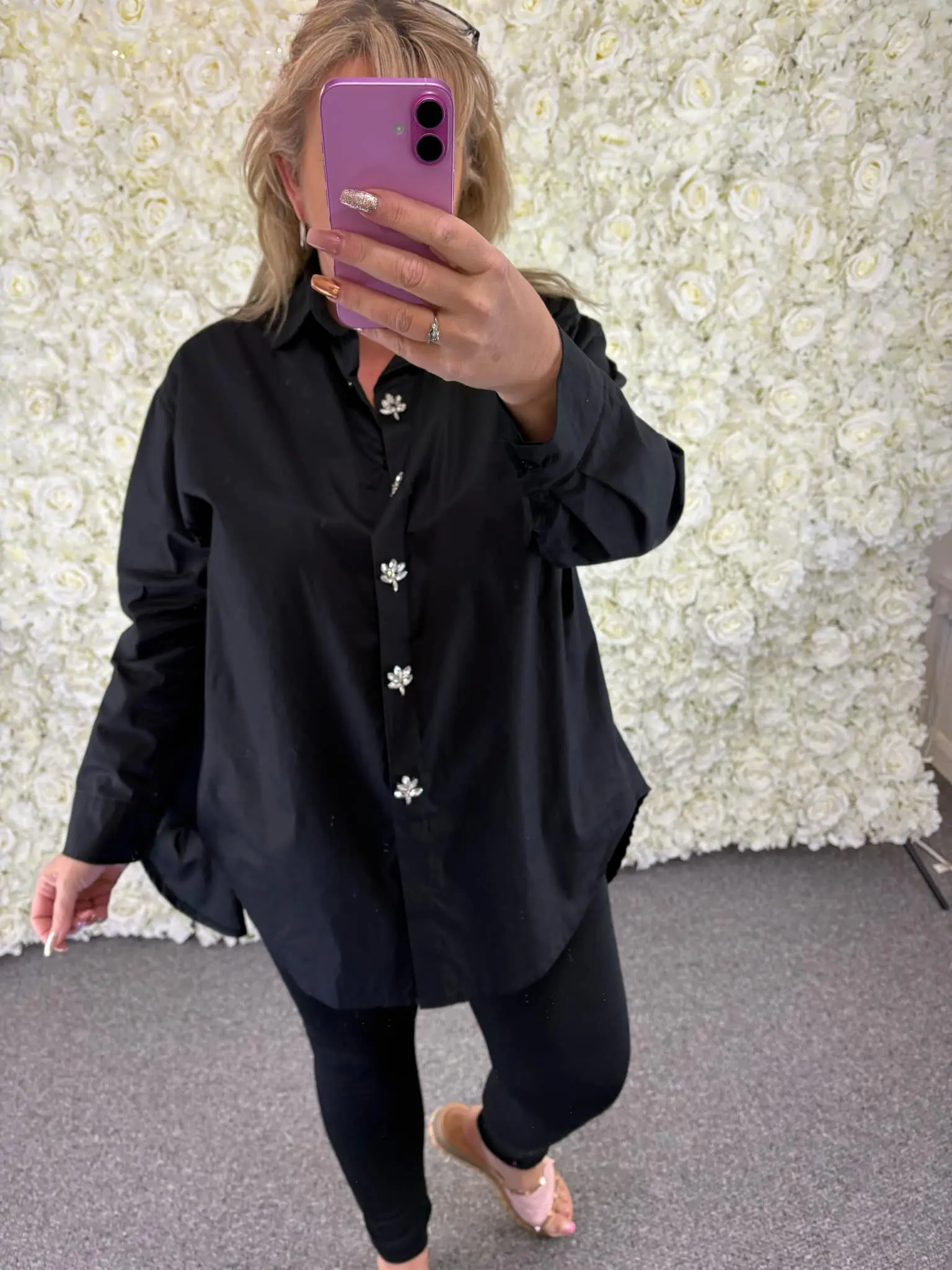 JB POLLY Bling Button Shirt 14 to 22 Plus Size Curve Blouse