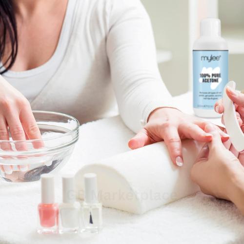 All types of nail polish, gel polish, acrylic, gels, nail tips, and glue are removed with Mylee's 100% pure acetone gel nail polish remover for UV/LED, gel soak off, and remove gel. 4