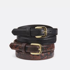 Pack of 2 Belts in Snake Print with Metal Buckle