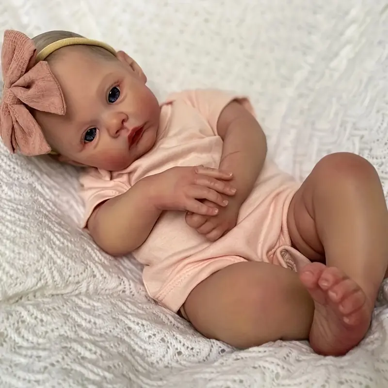 48cm Ultra-Realistic Reborn Doll - Soft Silicone Body, 3D-Painted Skin with Visible Veins, Lifelike Newborn Baby Toy for Kids - Perfect Birthday or Christmas Gift 3