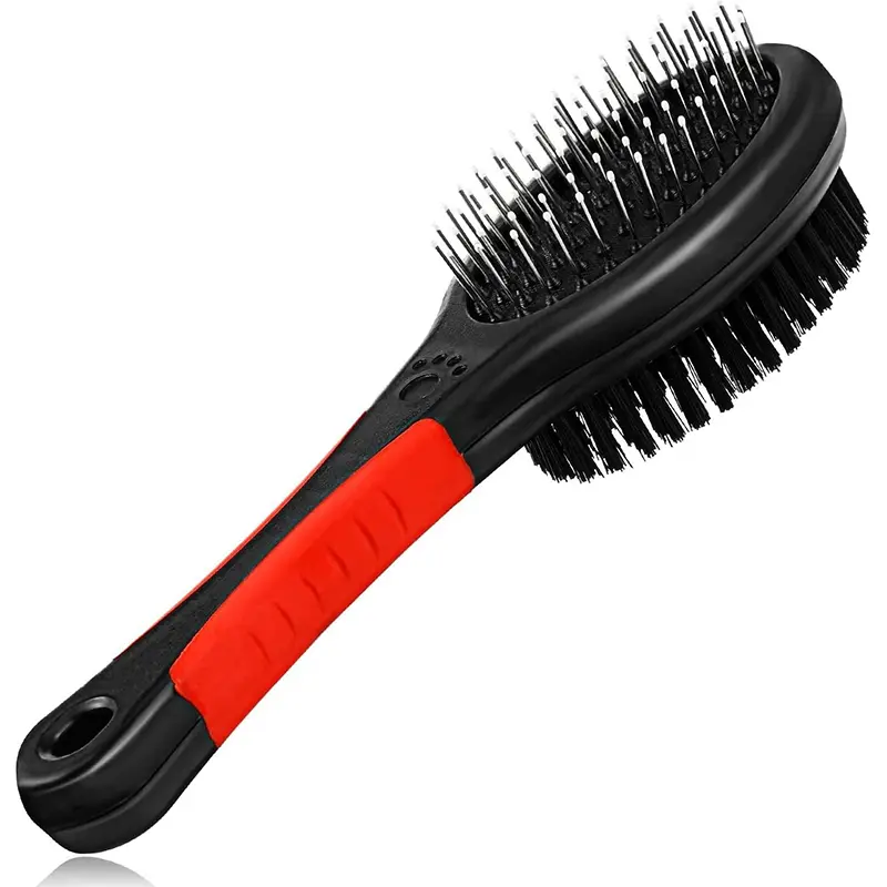 Pet Grooming Brush Double Sided Comb for Long and Short Hair Removal, Ergonomic Handle for Dogs and Cats