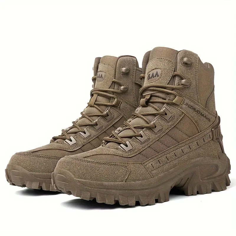 Men's Solid High Top Boots, Comfy Non Slip Lace Up Durable Shoes For Men's Outdoor Activities, Men's Footwear 4