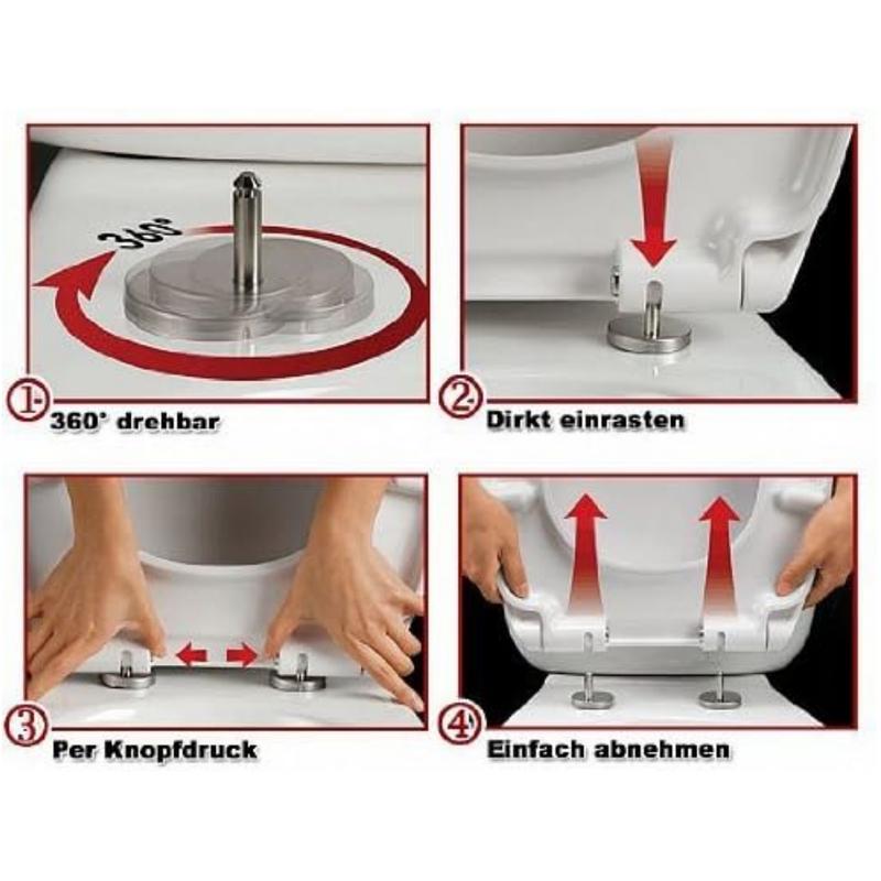 WOLTU Quick Release Toilet Seat with Soft Close Slow Hinge Attached Fittings Antibacterial for Bathroom 4