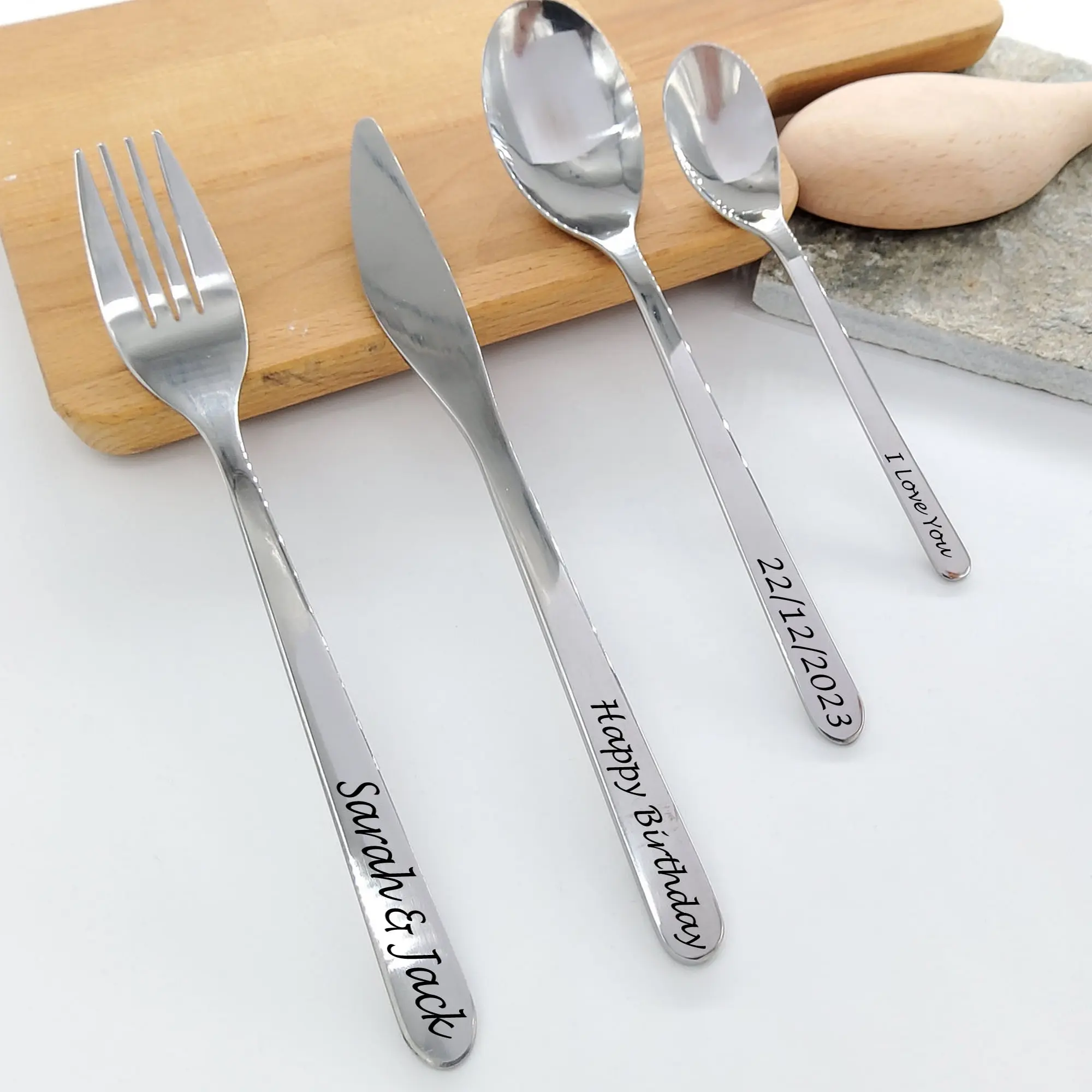Custom cutlery set engraved and personalised to your choice fathers day gift
