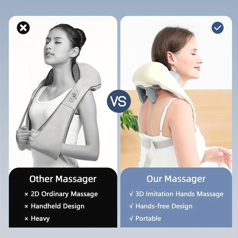 Product Introduction of Rechargeable Cordless 3D Kneading Neck Massager Pillow - Soothing Heat, Deep Tissue Massage, Relaxation for Neck, Back, Shoulder, and Leg Muscles at Home - Portable, Ergonomic Design for Ultimate Comfort shiatsu  massager neck  massager 7