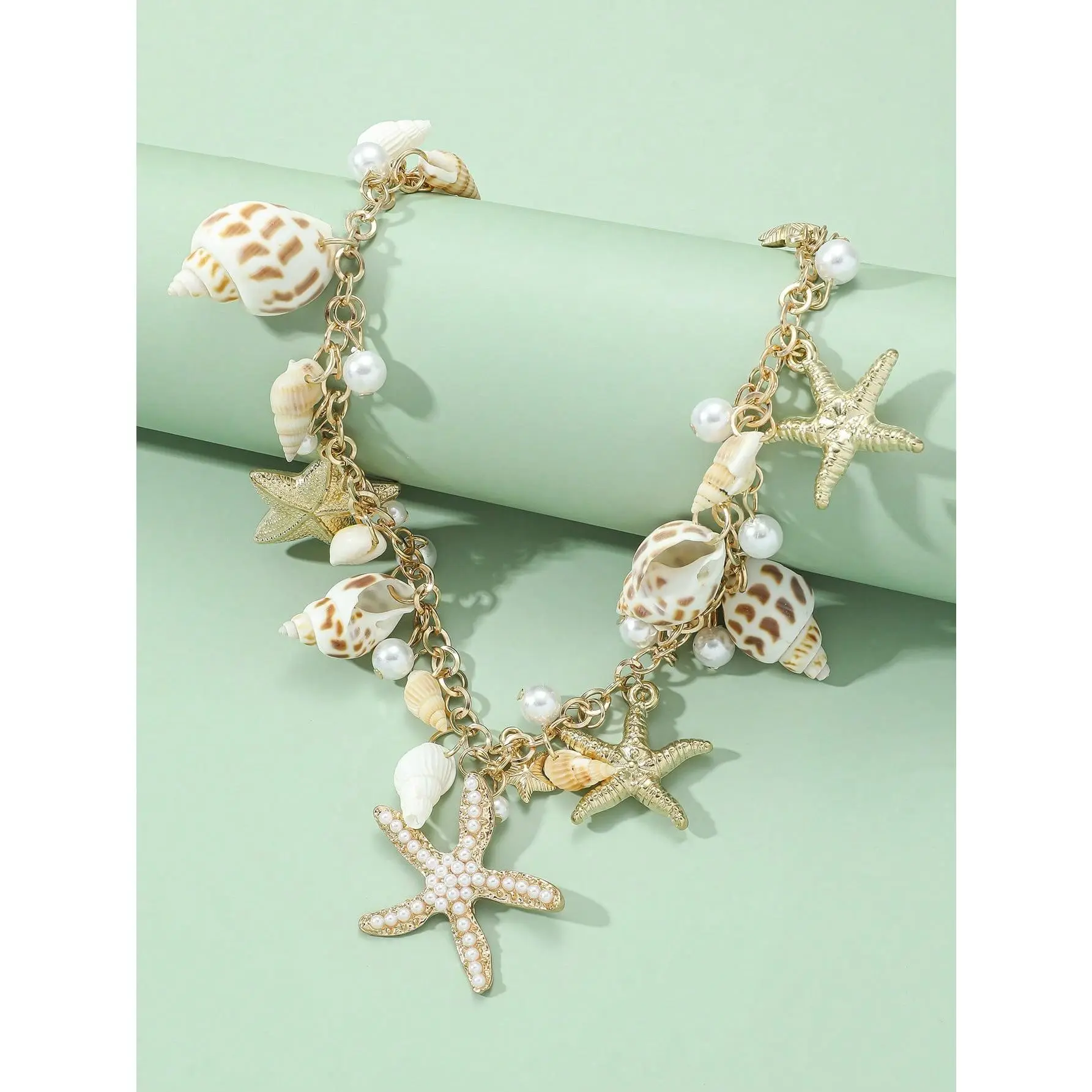 1pc Ocean Beach Shell Pearl Necklace, Bohemian Style Seaside Vacation Necklace For Women, Versatile Sexy Pearl Shell Starfish Necklace, Women Jewelry