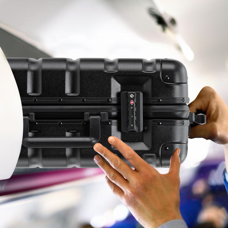Flight Knight Hard Shell  Aluminium Frame, ABS Outer Check in Carry On Suitcases - SAFIR - Black Mono 4