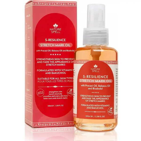 Nature Spell Stretch Mark Oil 100ml – Body Oil – Improve the Appearance of Stretch Marks, Scars and Uneven Skin Tone – Free from Mineral Oil - 100% Vegan – Made in the UK