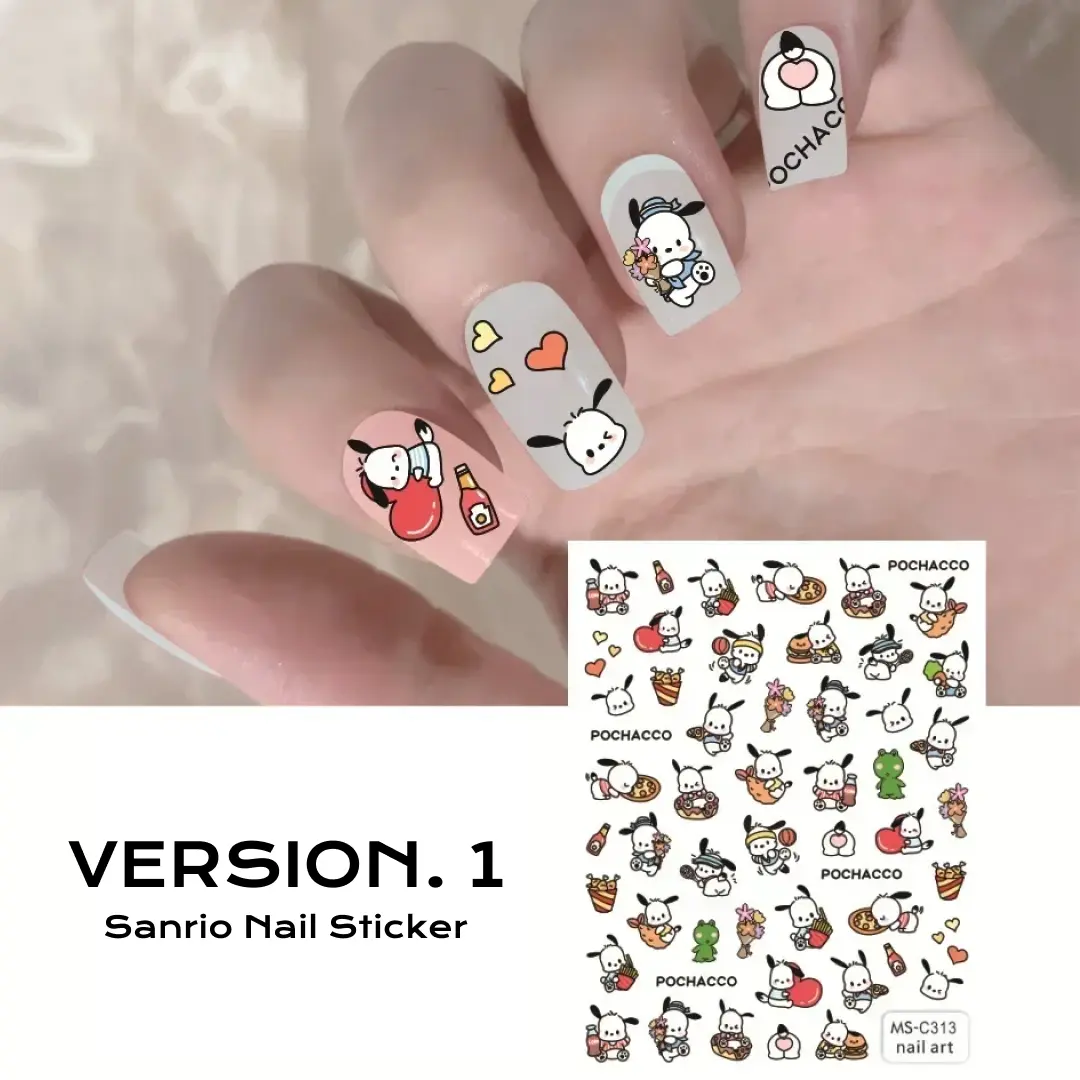 Sanrio Nail Decoration Sticker (9 Variaions) Hello Kitty Kuromi Cinnamoroll My Melody Pochacco Pom Pom Purin Nail Care Nail Art
