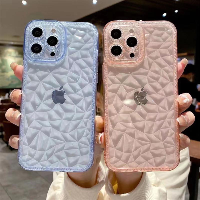 Product Introduction of 「Bubble Phone Case」Luxury Glitter Clear Diamond Texture Phone Case For iPhone 14 13 12 11 Pro Max X XR XS Max 7 8 Plus Lens Protection Soft Cover 10
