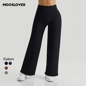 Mooslover UK Women Casual High-Waisted Wide Leg Straight Pants Breathable Trousers