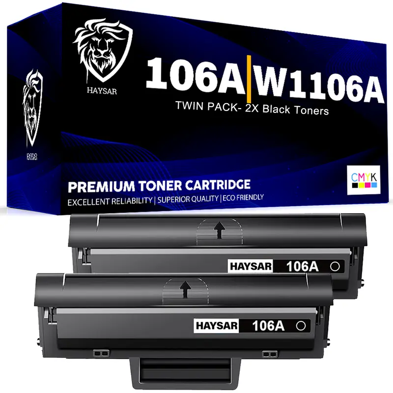 HAYSAR Twin Pack HP 106A Black Toner Cartridge W1106A HP Laser 107a 107w MFP 135a 135w 0
