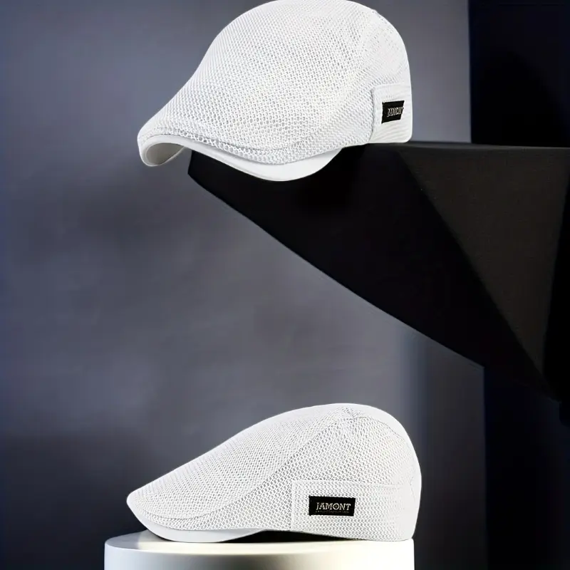 [Durable Weave] Breathable Mesh Beret for Men and Women - Lightweight, Sun Protection, Solid Color, Polyester, Ideal for Easter 1