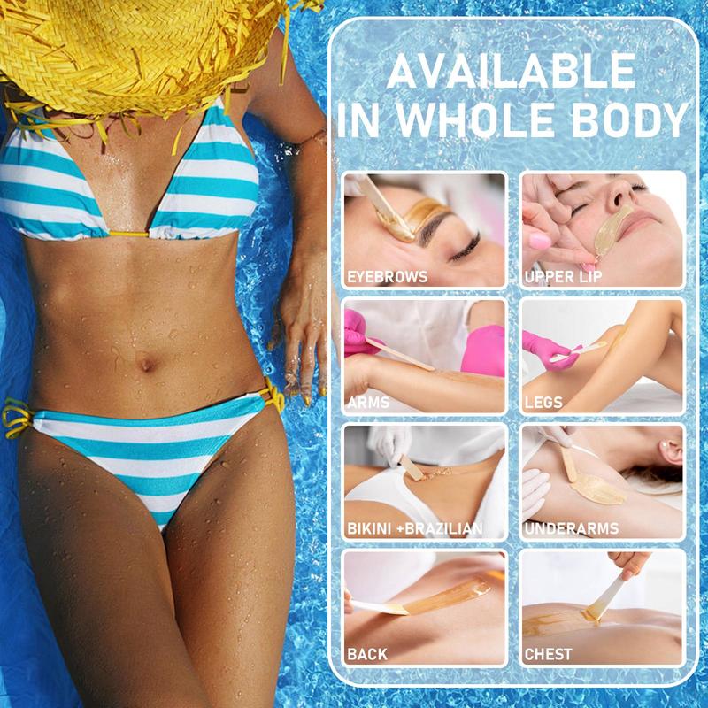 【Free Shipping】Waxing Kit for Women, Wax Pot for Hair Removal, Wax Heater Kit, 5 Packs Wax Beads and 20 Applicator Sticks, Painless Waxing Machine for Full Body Waxing Bee Body Care - No brand - Steel, Silicone 6