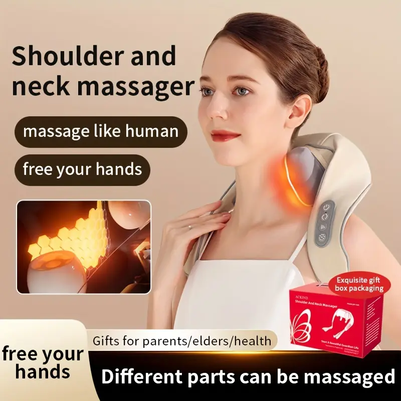 Shiatsu Shoulder And Neck Massager With Heat - Electric Acupressure Deep Kneading Massage For Hands-Free Relief - Ideal Gift For Parents, Elders, Men, And Women Comfort shiatsu  massager neck  massager 5