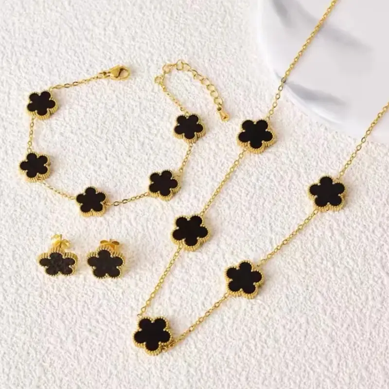Stainless Steel  Flower Design Set - Elegant Fashion Accessories for Women