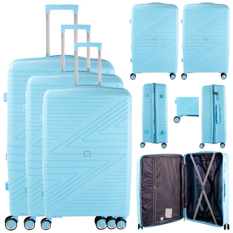 Wow Travel Set of 3 Hard Case Luggage Trolley Suitcase with 4 Spinner Wheels Patterned Durable 3