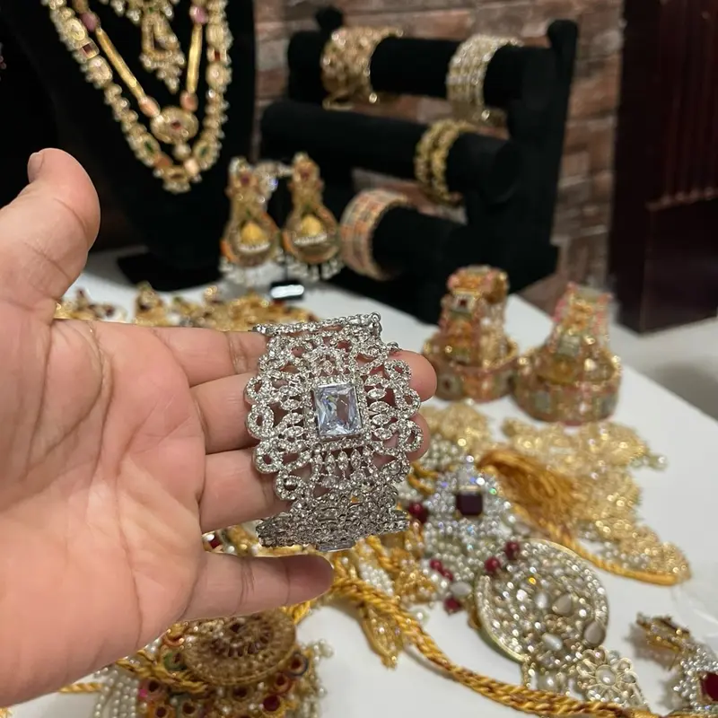Beautiful Nauratan Bangles Kara's with Big Stone Openable 2.6 Size Pair - Elegant Jewelry for Any Occasion 5