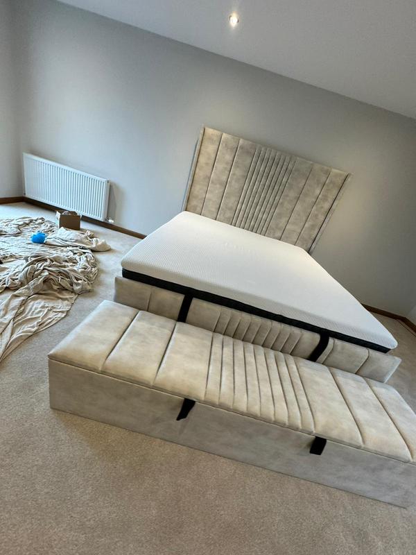Aria Wing Back Bed With Matching Ottoman Box 2