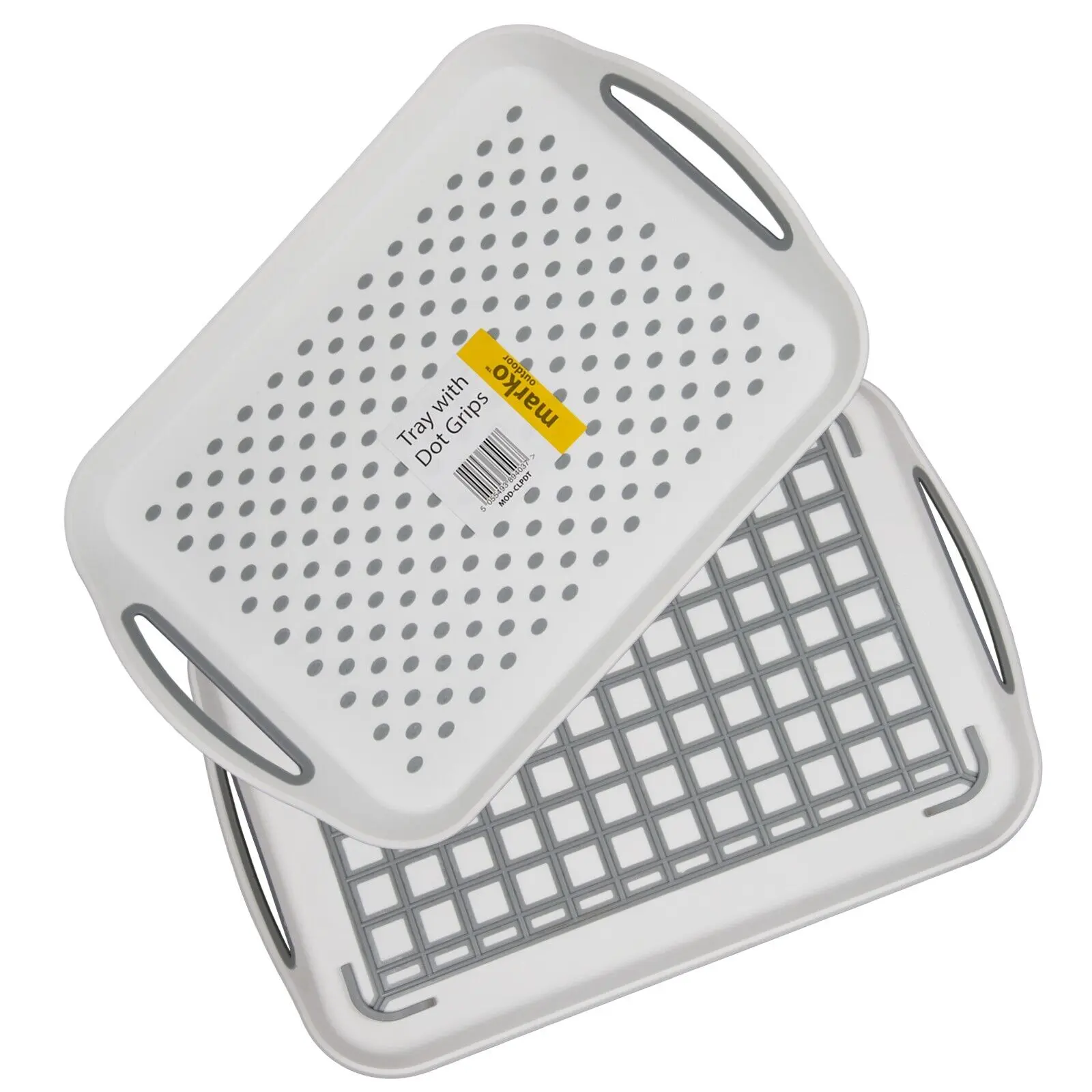 Marko Outdoor Non Slip Food Serving Tray Plastic Rubber Grip Multipurpose Laptray Carrier with Handles
