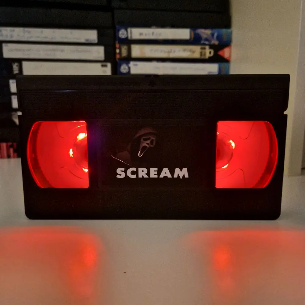 Scream Ghostface LED VHS Video Tape Light Box Lamp Birthday Christmas Gift Idea Retro Horror Film Battery Powered