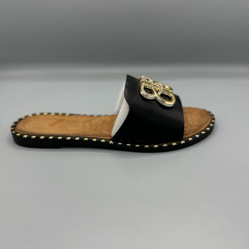 Women's Black Silver Gold Slider Sandal with Soft Cushioning for Summer Holiday- Ladies Flat 4