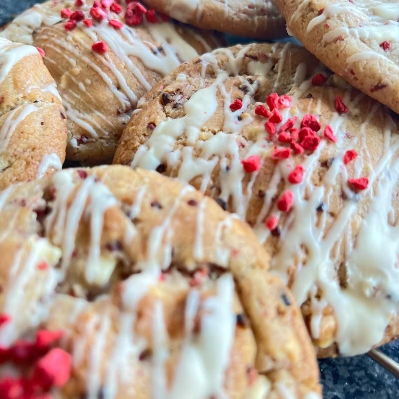White chocolate and Raspberry NYC Style Cookies 0