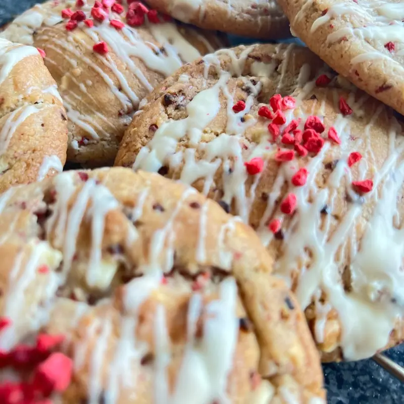 White chocolate and Raspberry NYC Style Cookies 0
