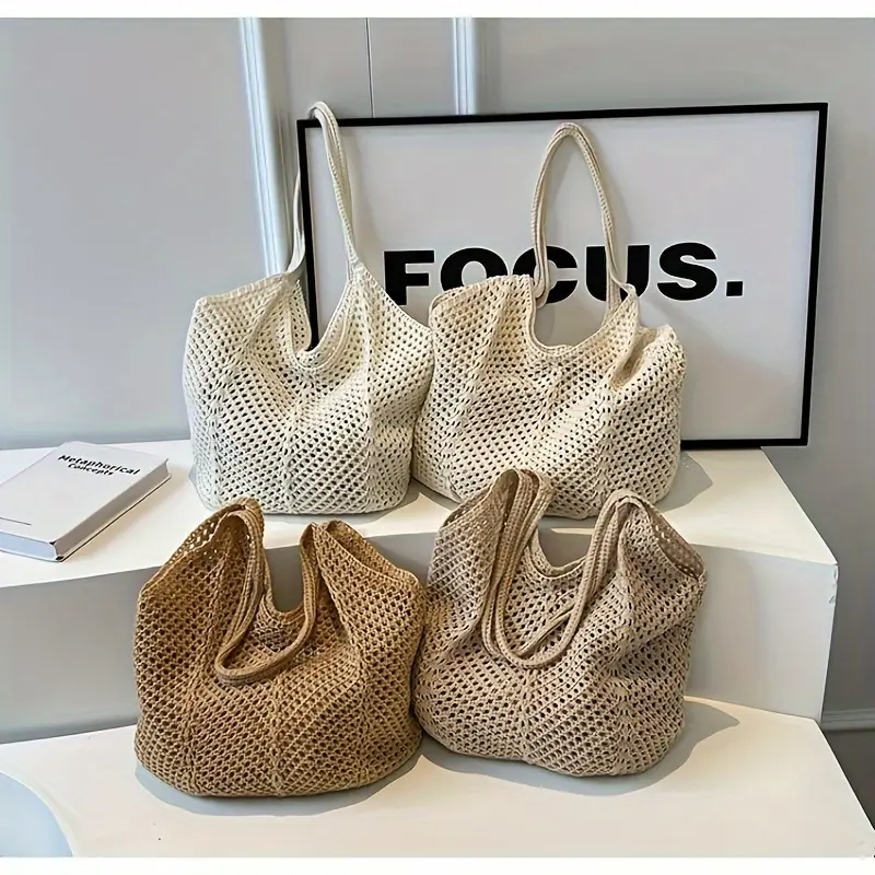 Arge Mesh Beach Tote Bag -Chic Handmade Silvery Crochet Shoulder Bag - Perfect For Beach Vacations & Summer Travel Beach Bag Accessories Rubber Beach Bag Accessories Lightweight, Perfect For Families, Toys