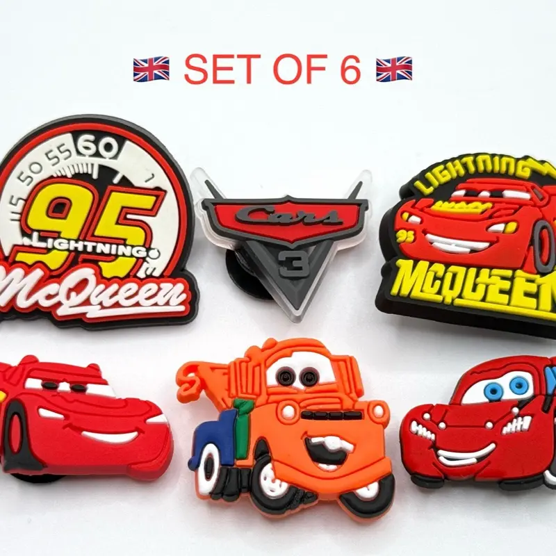 6Pcs x Cars inspired Shoe Charms for Croc style shoes | Shoe Charms for Clogs | Cute & Fun Shoe Decoration | Pick Your Style SET OF 6
