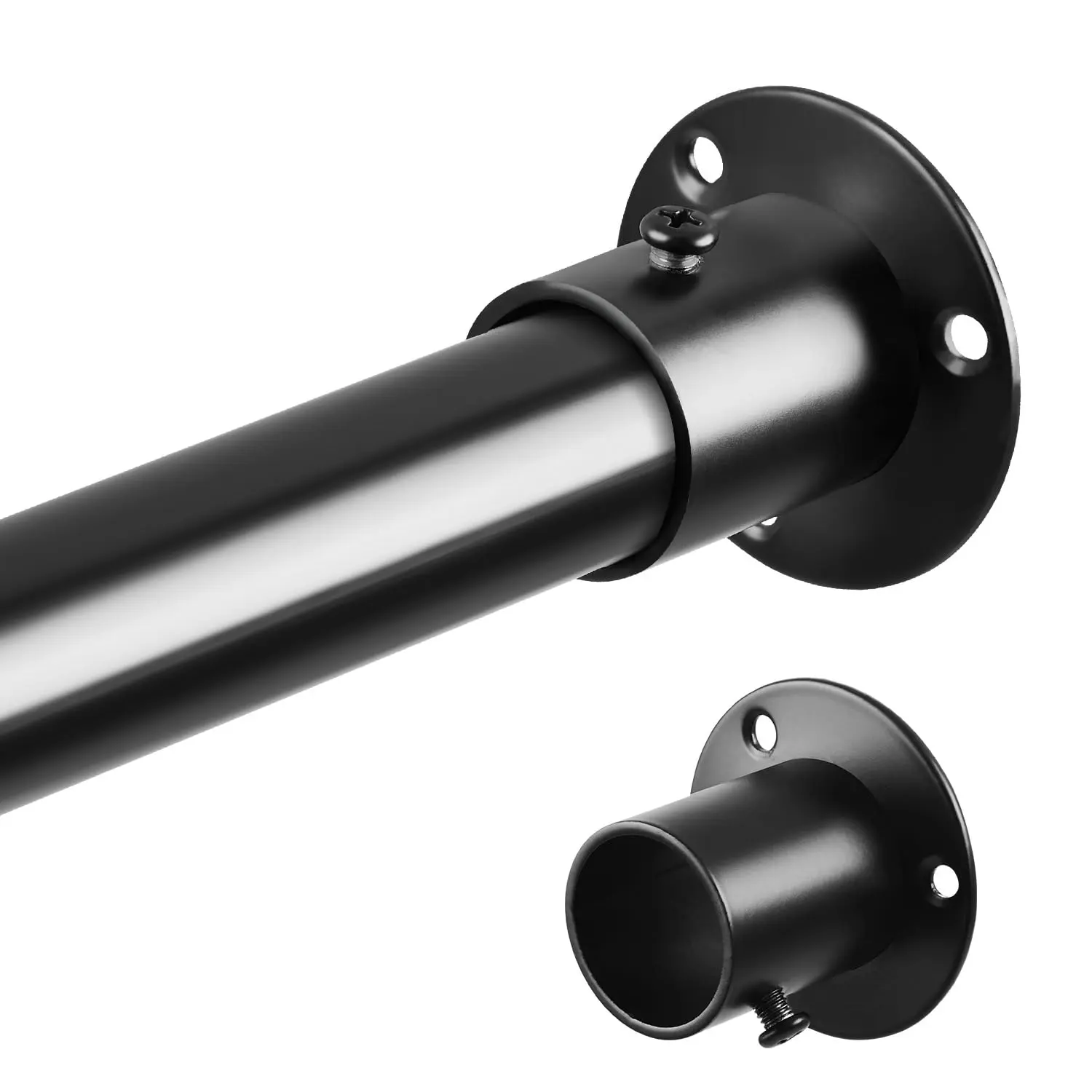 Wardrobe Rail, Extendable Clothes Rail , Stainless Steel Clothes Hanging Pole With Screws and Fixing Sockets for Wardrobe