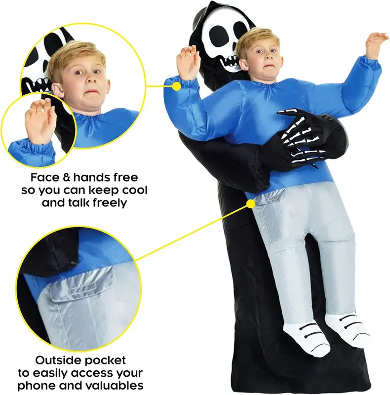 Morph Costumes - Kids Grim Reaper Pick Me Up Kids Inflatable Costume - Great Illusion Fancy Dress Outfit One size fits most Children upto 5ft 2